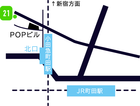町田駅からバス停への地図